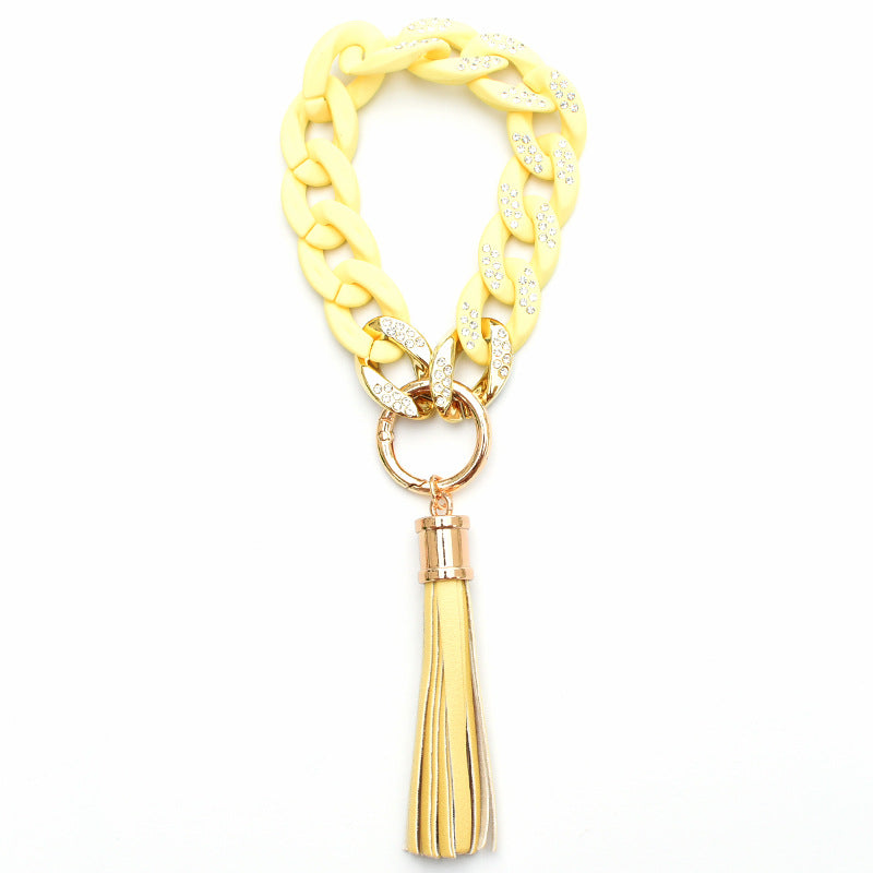 Llavero de muñeca con cadena de borlas de PU al por mayor